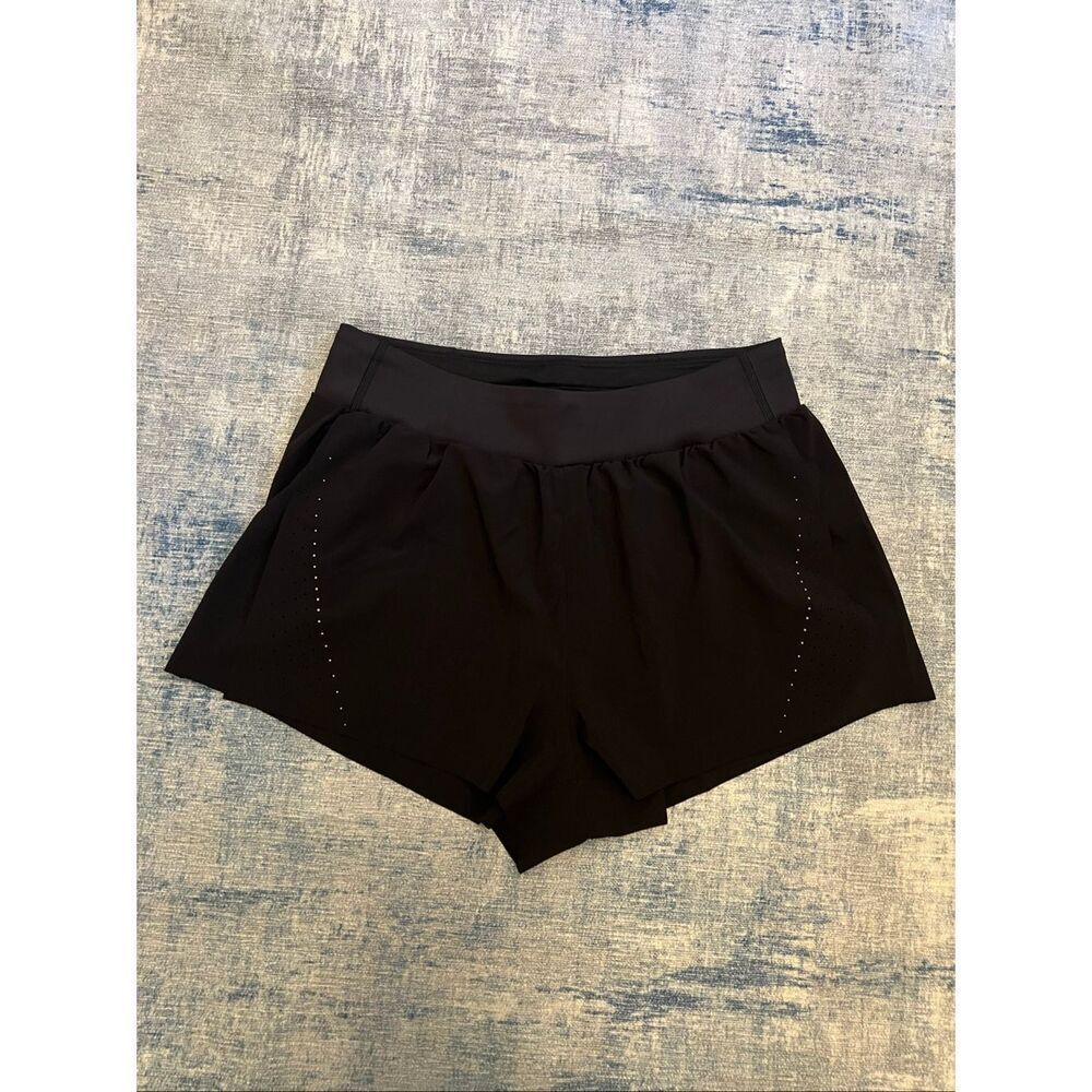Athleta Black Fast Route Laser Cut Run Brief Lined Shorts Women's XS